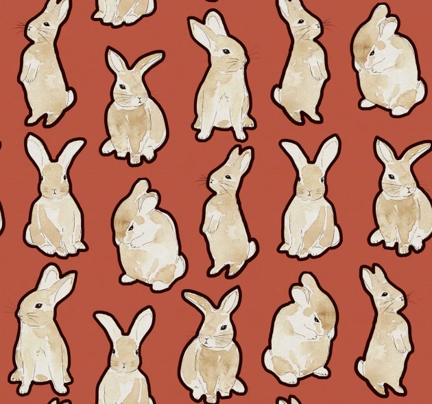 Rebel Walls R19558 Pops Year of the Bunny Red - mural dziecięcy w króliczki