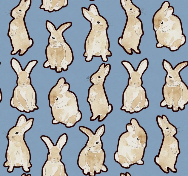Rebel Walls R19559 Pops Year of the Bunny Blue - mural dziecięcy w króliczki