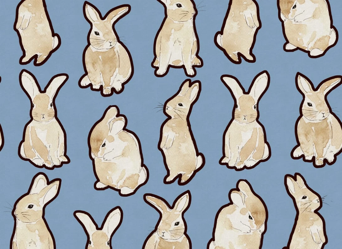 Rebel Walls R19559 Pops Year of the Bunny Blue - mural dziecięcy w króliczki