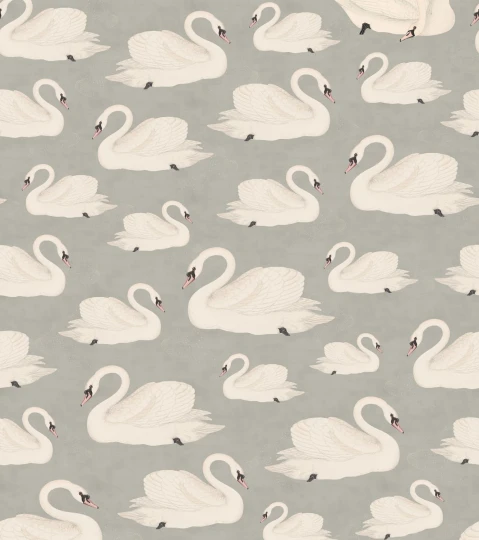 Rebel Walls R19569 Pops Whooper Swan Soft Blue - mural w łabędzie