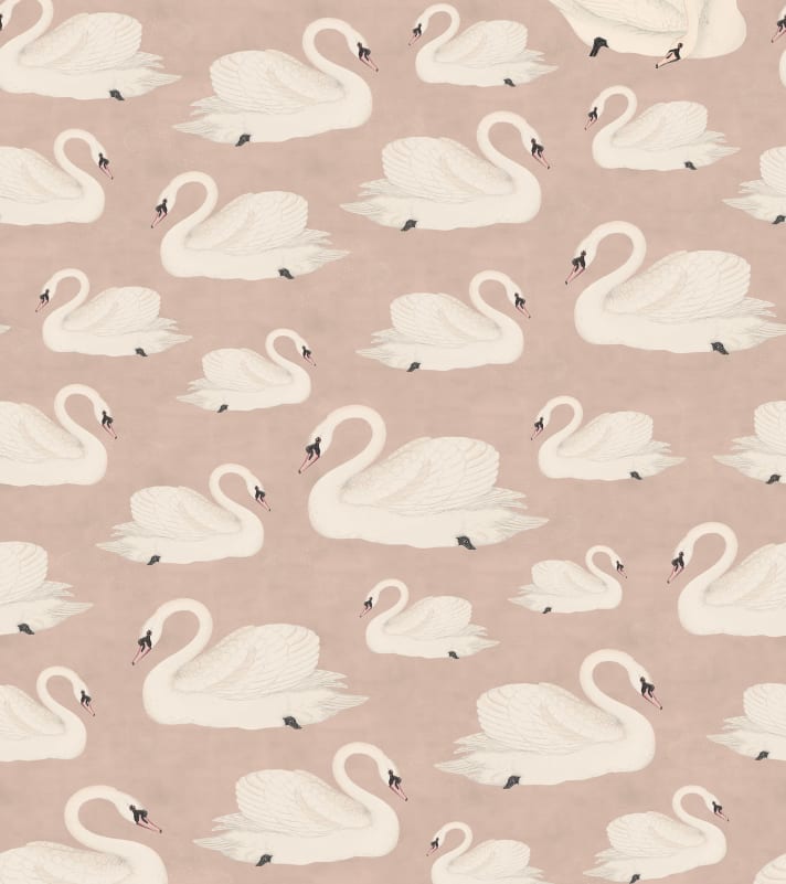 Rebel Walls R19572 Pops Whooper Swan Soft Pink - mural w łabędzie