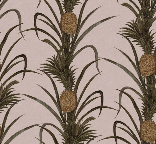 Rebel Walls R19652 Pops Pineapple Soft Pink - mural w ananasy