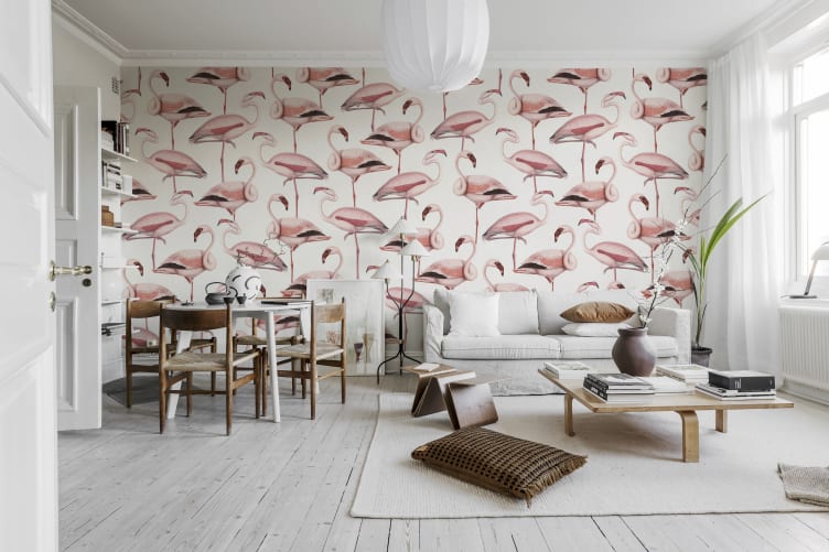 Rebel Walls R19653 Pops Flamingos Soft Pink - mural we flamingi