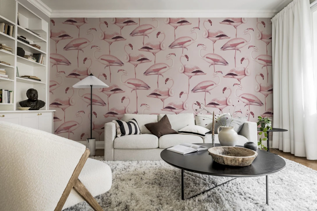 Rebel Walls R19654 Pops Flamingos Bubblegum - mural we flamingi