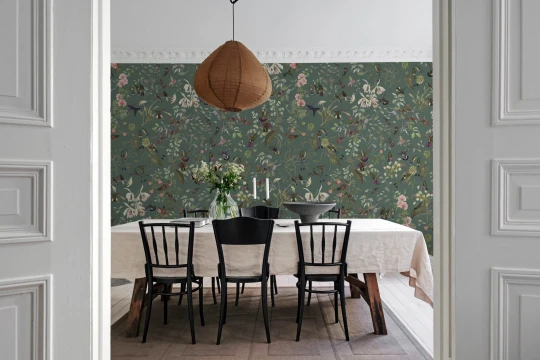 Rebel Walls R19669 Pops Hummingbird Lush - mural w kolibry i kwiaty