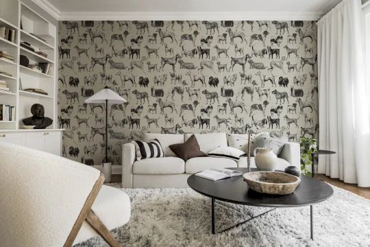 Rebel Walls R19678 Pops Dogs Creme - mural w psy