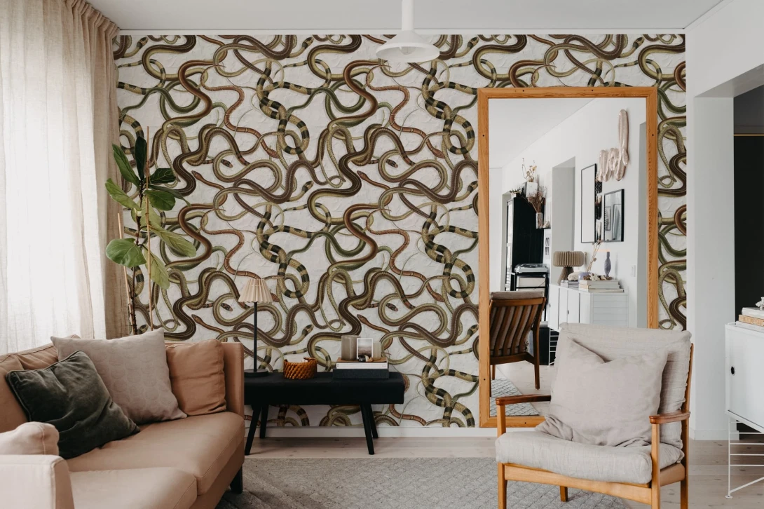 Rebel Walls R19684 Pops Snakey Graphite - mural w węże