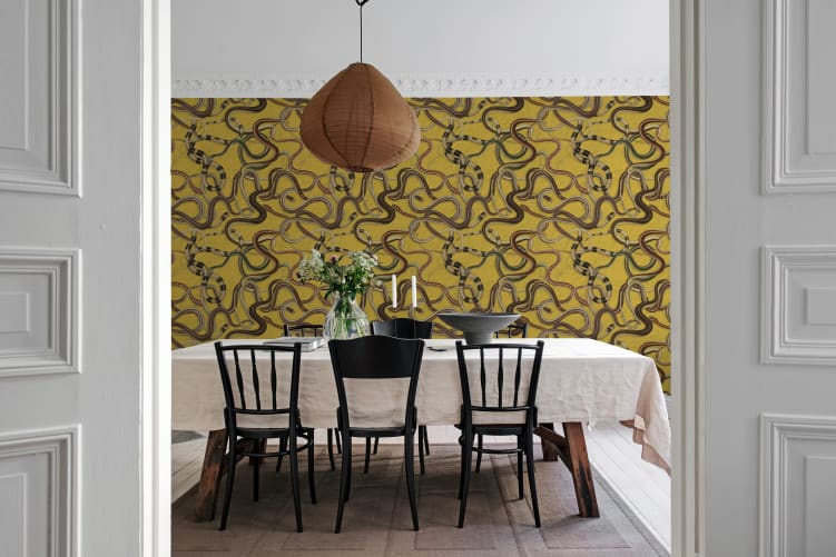 Rebel Walls R19686 Pops Snakey Yellow - mural w węże