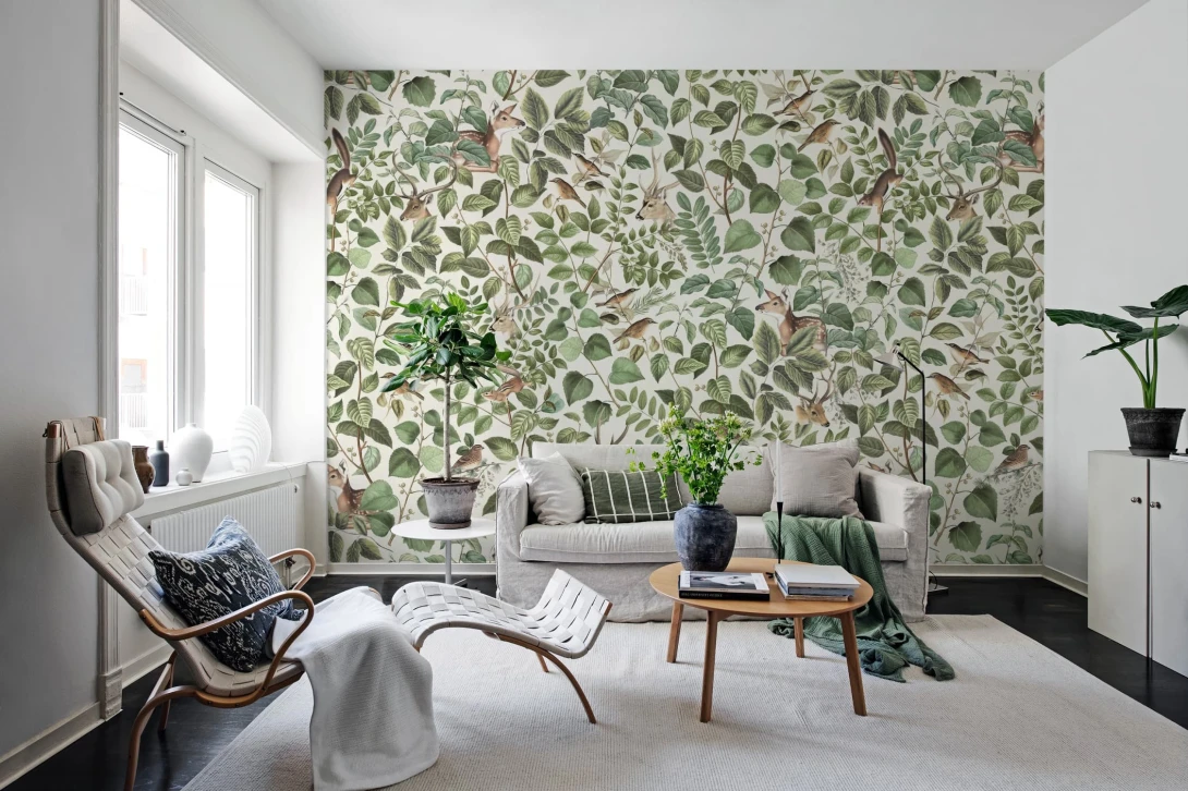 Rebel Walls R19689 Pops Forest Animals Soft - mural w leśne zwierzęta i liście