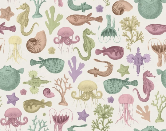 Rebel Walls R19695 Pops Sea Life Pastel - mural w morskie zwierzęta