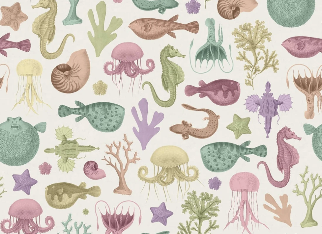 Rebel Walls R19695 Pops Sea Life Pastel - mural w morskie zwierzęta