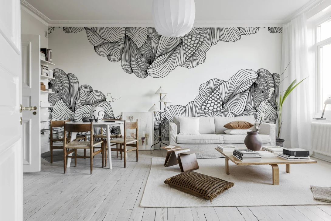 Rebel Walls R19914 Pops Opulence Black Lines - mural w organiczne formy