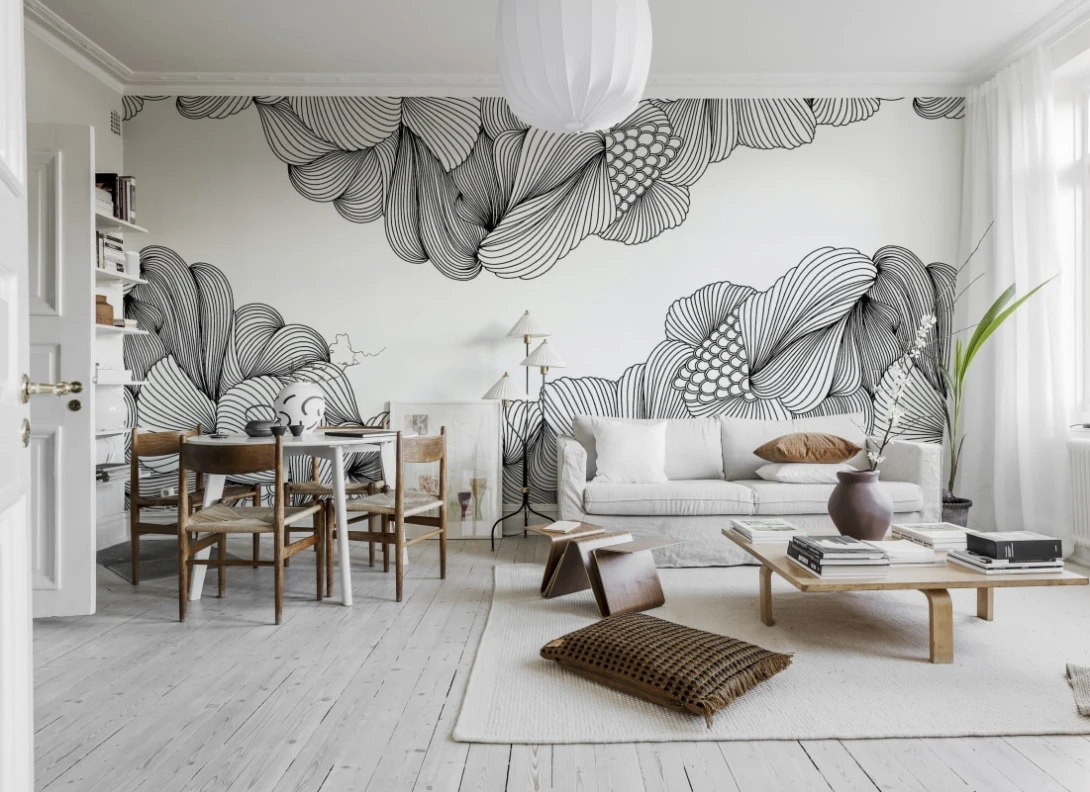 Rebel Walls R19914 Pops Opulence Black Lines - mural w organiczne formy