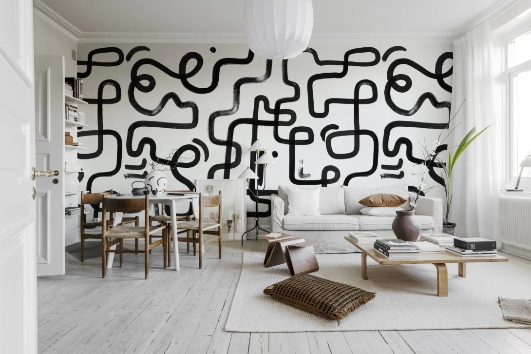 Rebel Walls R19944 Pops Artzy Path Graphite - mural w abstrakcyjne linie