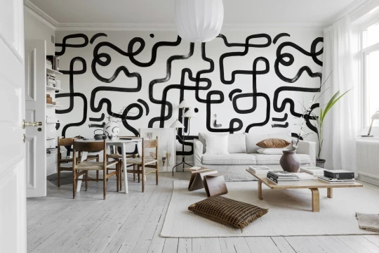 Rebel Walls R19944 Pops Artzy Path Graphite - mural w abstrakcyjne linie