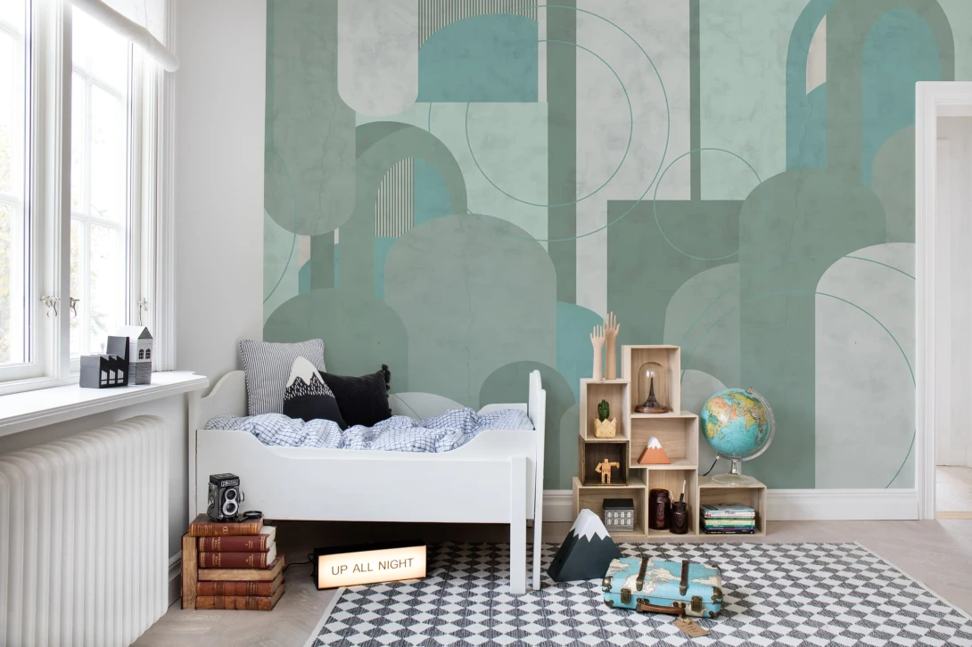 Rebel Walls R19950 Pops Lovely Arches Green - mural geometryczny w łuki