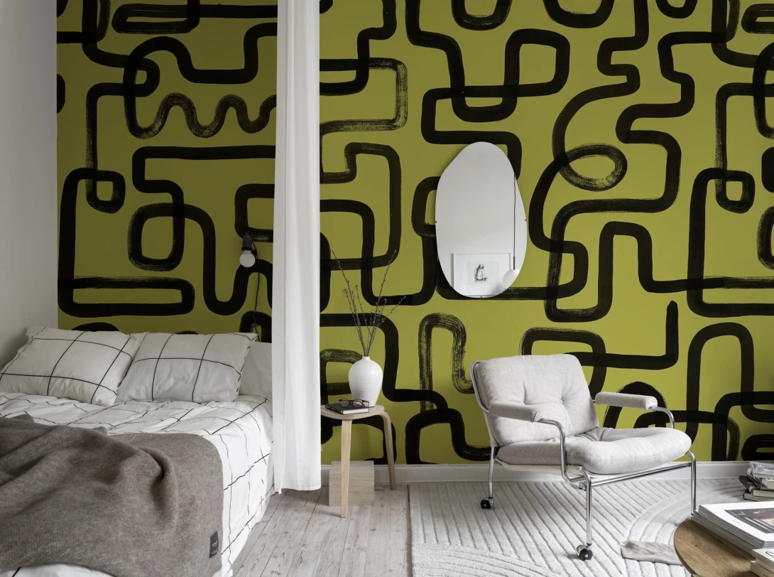 Rebel Walls R19957 Pops Artzy Lines Yellow - mural w abstrakcyjne linie