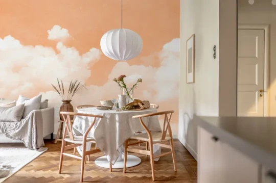 Rebel Walls R20230 Pops Cuddle Clouds Peach Fuzz - mural w chmury