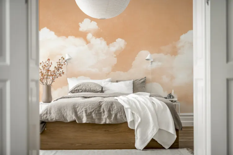 Rebel Walls R20230 Pops Cuddle Clouds Peach Fuzz - mural w chmury