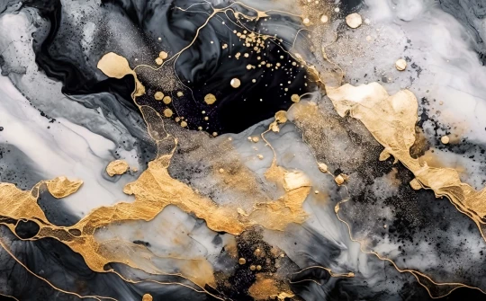 Rebel Walls R20237 Pops Marble Stream Black - mural abstrakcyjny inspirowany marmurem
