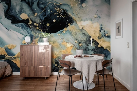 Rebel Walls R20238 Pops Marble Stream Blue - mural abstrakcyjny inspirowany marmurem