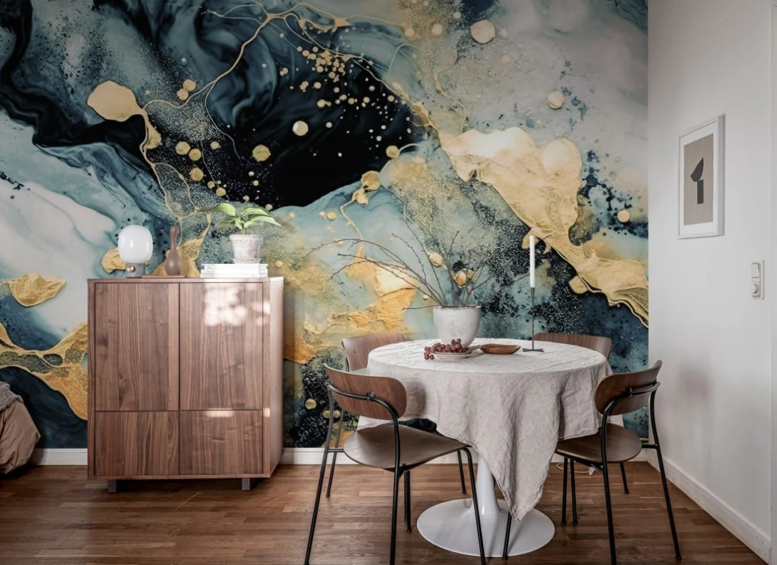 Rebel Walls R20238 Pops Marble Stream Blue - mural abstrakcyjny inspirowany marmurem