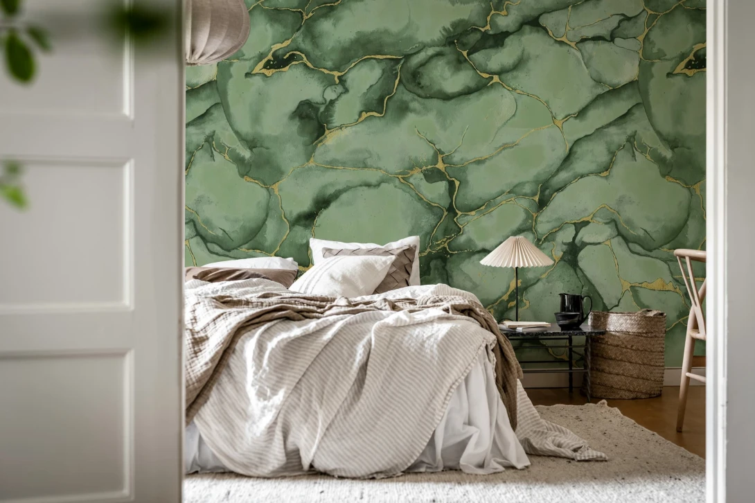 Rebel Walls R20243 Pops Agate Dreams Green - mural abstrakcyjny inspirowany szlachetnym kamieniem