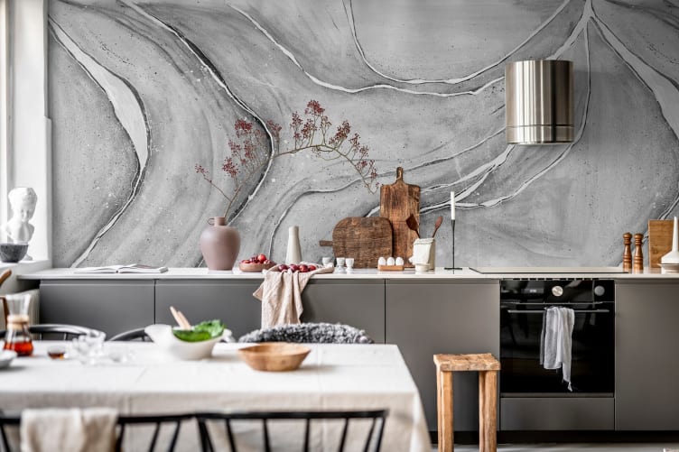 Rebel Walls R20248 Pops Watercolor Flow Gray - mural abstrakcyjny w fale