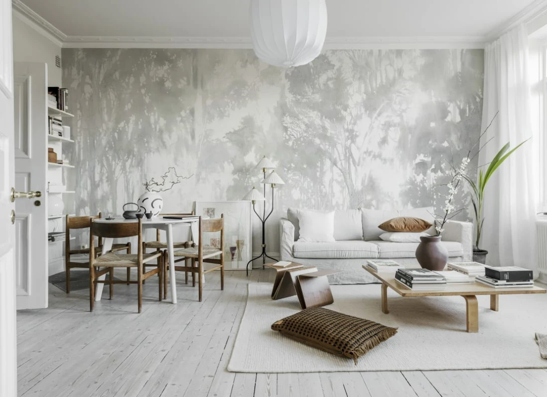 Rebel Walls R20251 Pops Painted Forest Gray - mural w malarski las