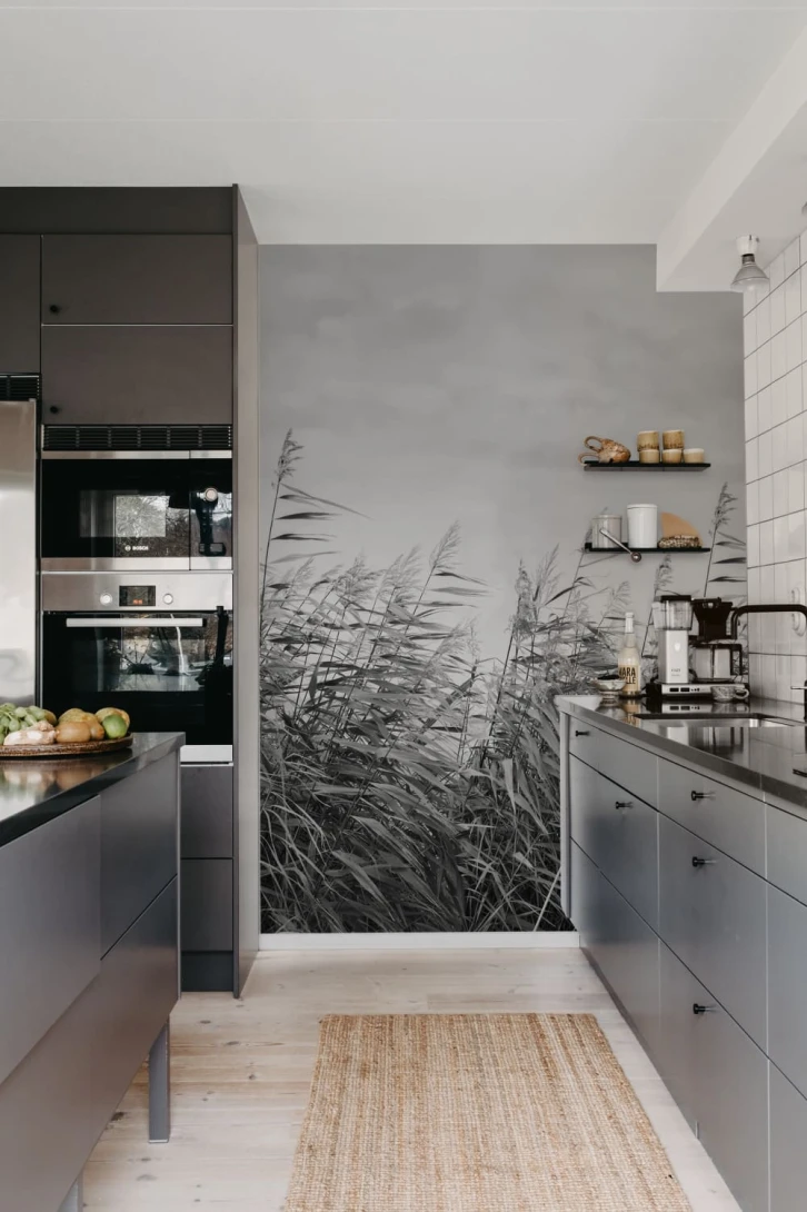 Rebel Walls R20255 Pops Dreamy Reed Black & White - mural w trzciny