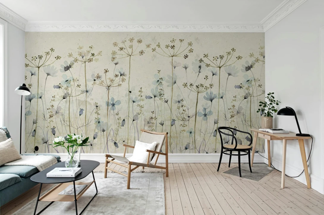 Rebel Walls R20349 Pops Dreamy Meadow Blue - mural w polne kwiaty