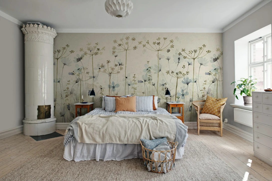 Rebel Walls R20349 Pops Dreamy Meadow Blue - mural w polne kwiaty