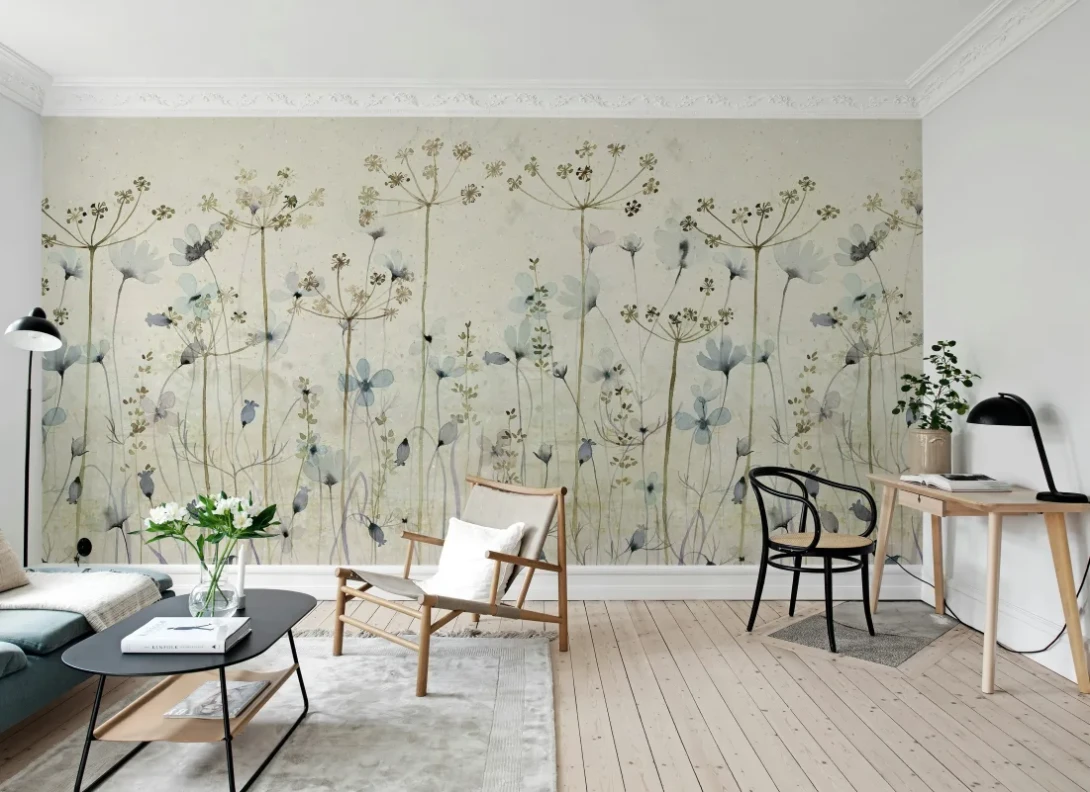 Rebel Walls R20349 Pops Dreamy Meadow Blue - mural w polne kwiaty