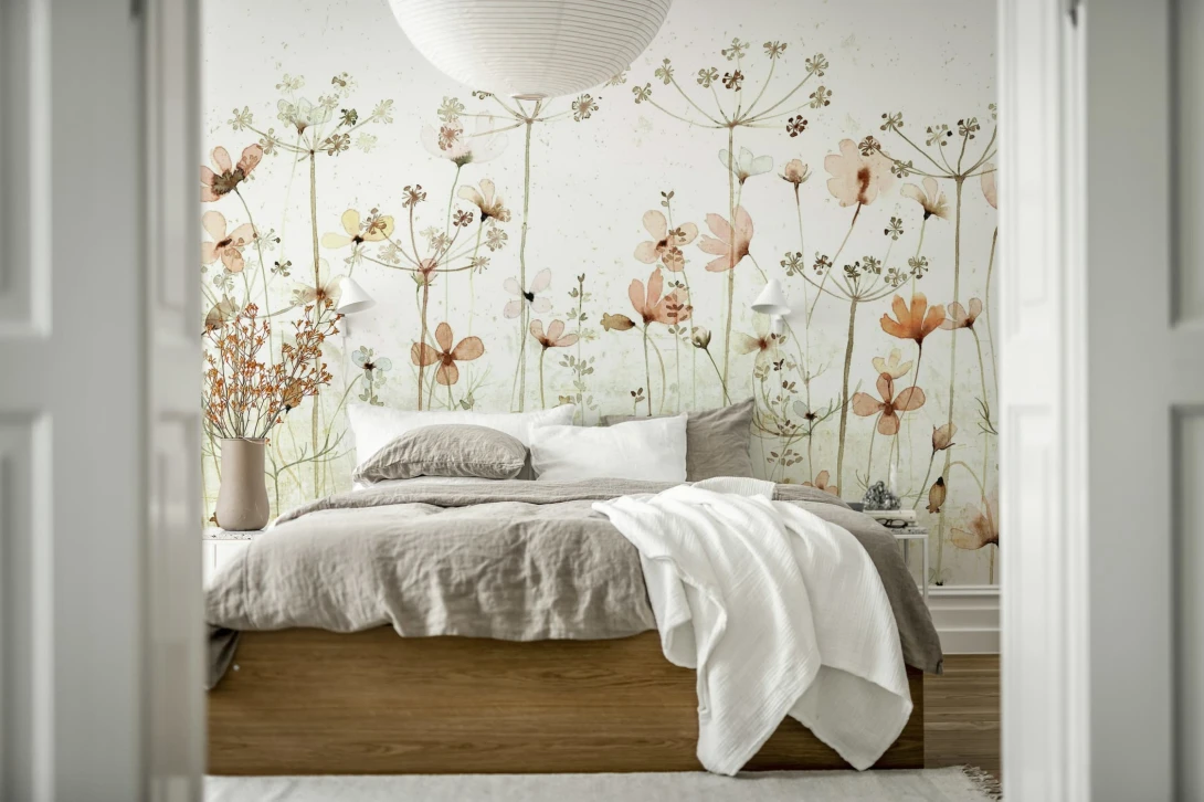 Rebel Walls R20351 Pops Dreamy Meadow Red - mural w polne kwiaty