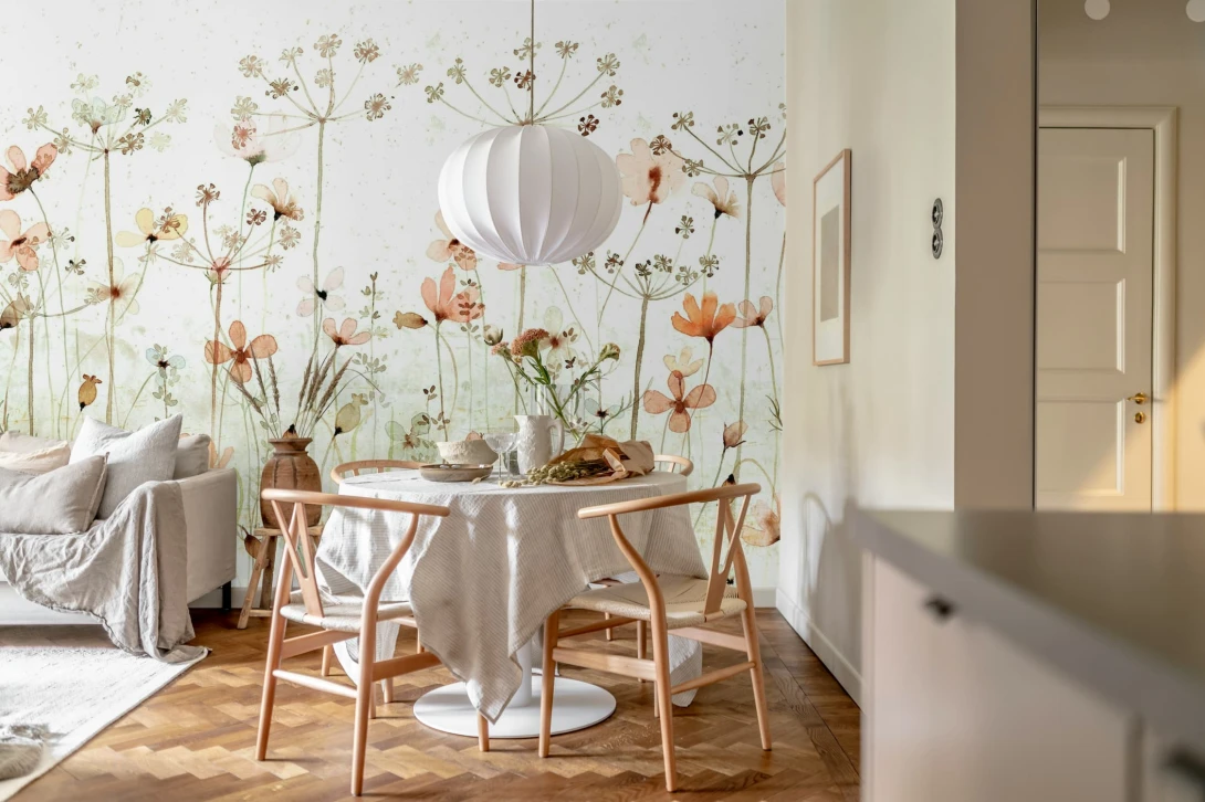 Rebel Walls R20351 Pops Dreamy Meadow Red - mural w polne kwiaty