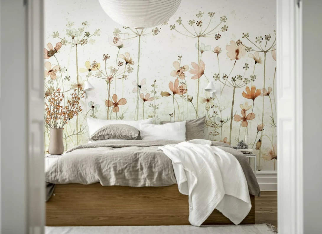 Rebel Walls R20351 Pops Dreamy Meadow Red - mural w polne kwiaty
