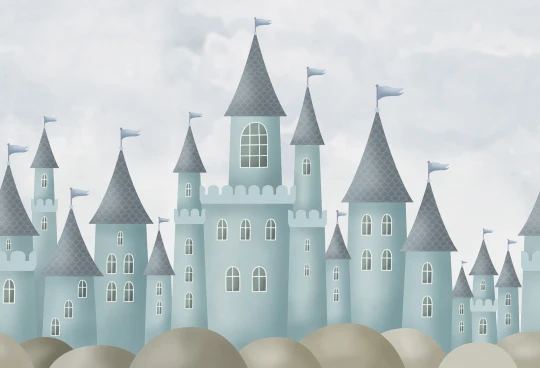 Rebel Walls R20433 Pops Castle Village Blue - mural dziecięcy w zamki