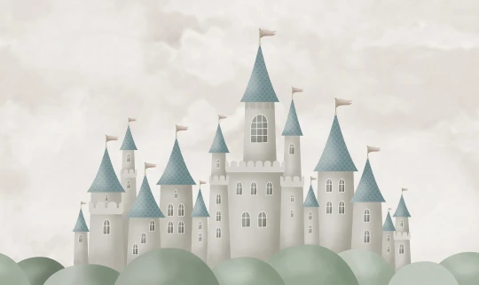 Rebel Walls R20435 Pops Dreamy Castle Beige - mural dziecięcy w zamki