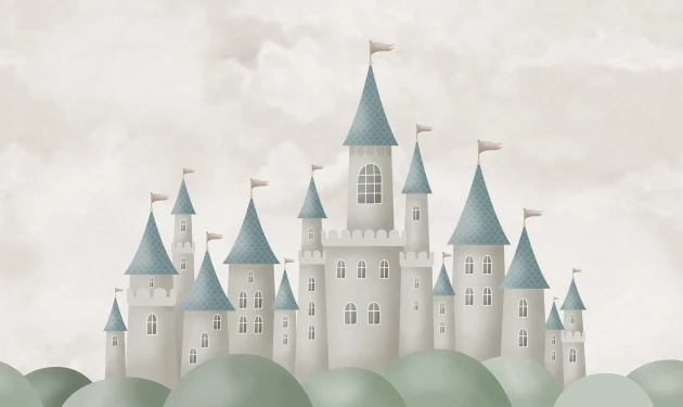 Rebel Walls R20435 Pops Dreamy Castle Beige - mural dziecięcy w zamki