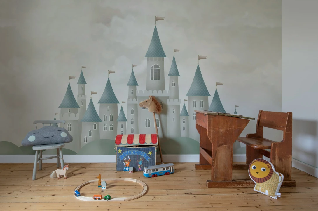 Rebel Walls R20435 Pops Dreamy Castle Beige - mural dziecięcy w zamki
