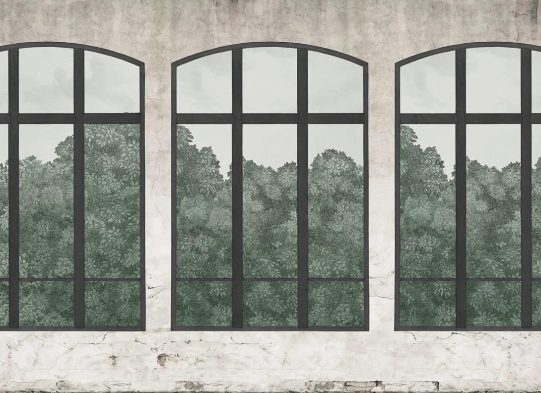 Rebel Walls R20440 Pops Vintage Windows Soft Green - mural w okna