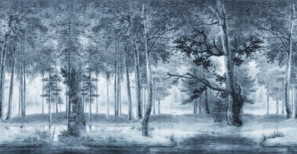 Rebel Walls R20441 Pops Lovers Forest Vintage Blue - mural w las