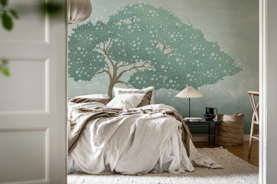 Rebel Walls R20446 Pops Windy Tree Blue - mural w drzewo