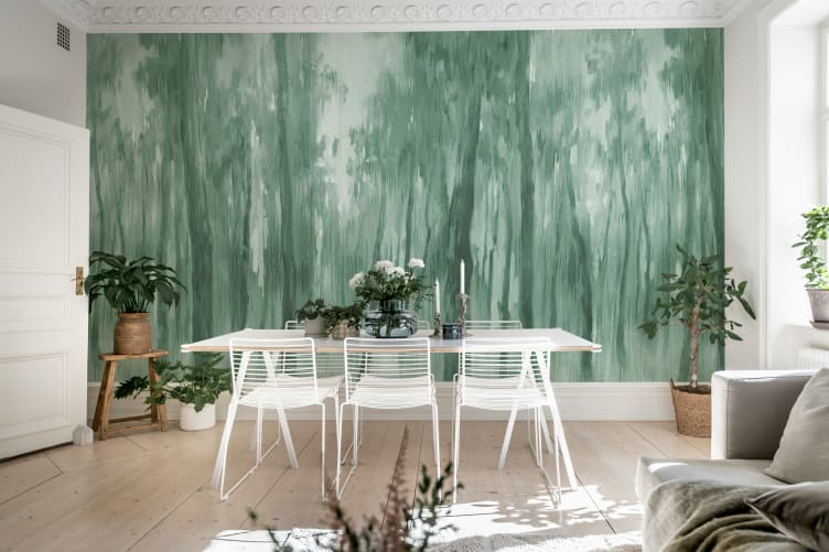 Rebel Walls R20453 Pops Morning Forest Green - mural w malarski las