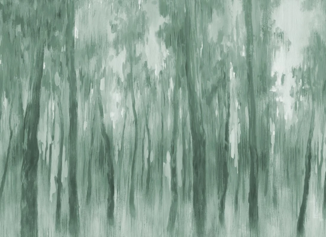 Rebel Walls R20453 Pops Morning Forest Green - mural w malarski las