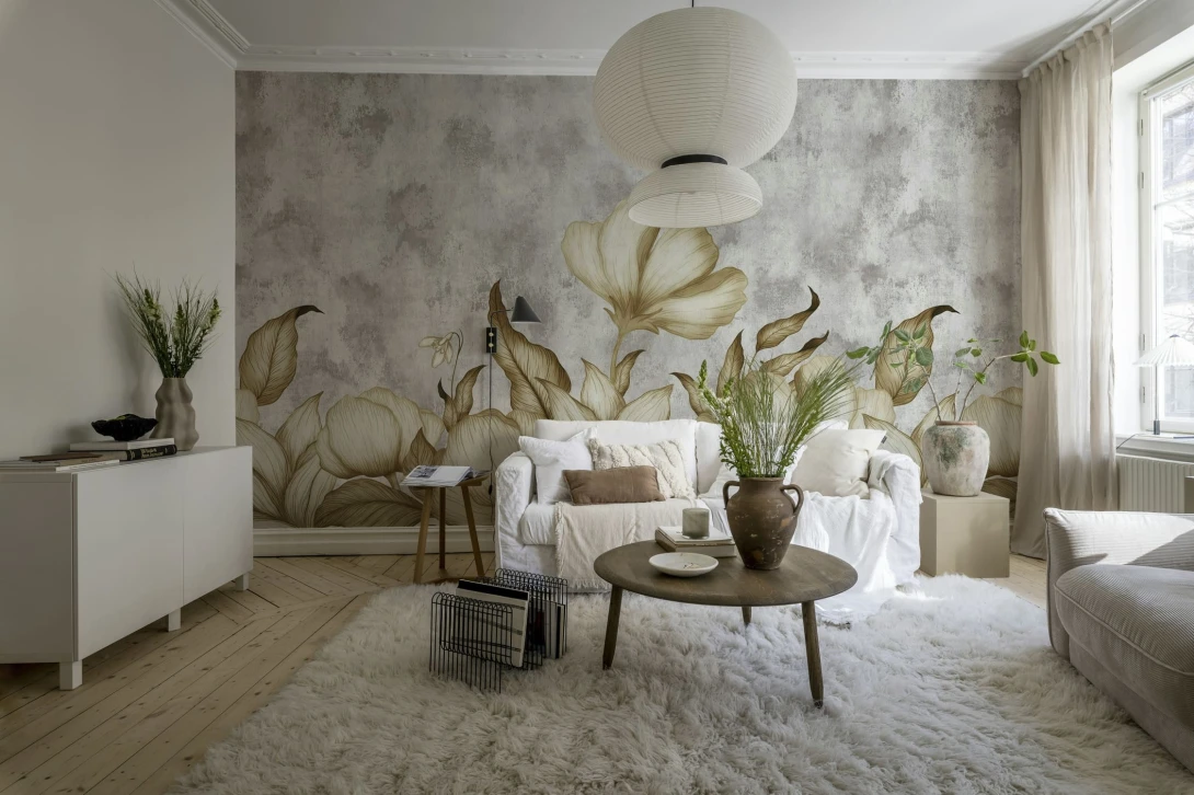 Rebel Walls R20465 Pops Floral Fantasy Gray - mural w kwiaty