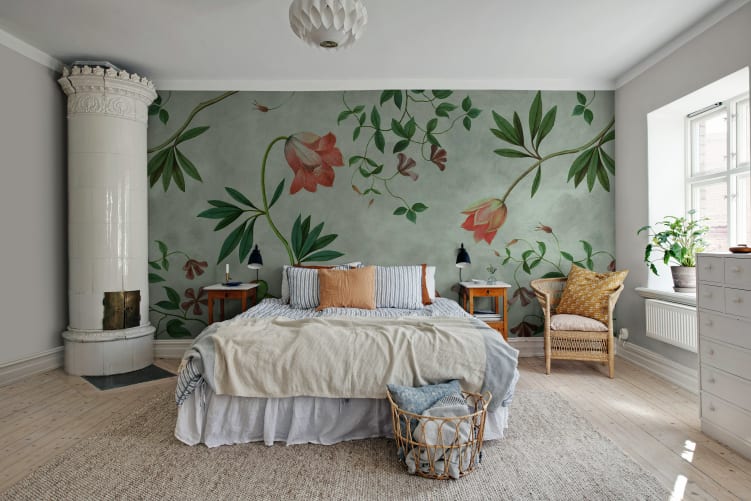 Rebel Walls R20472 Pops Romantic Garden Sky Blue - mural w kwiaty
