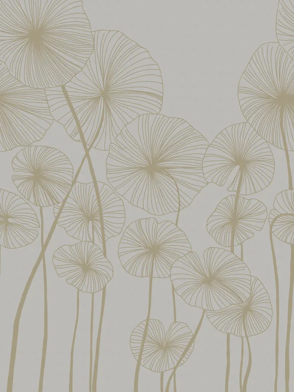 Rebel Walls R20486 Pops Waterlily Forest Gray - mural w liście lilii wodnej