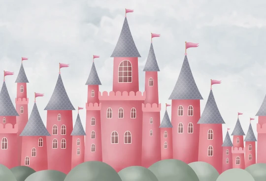 Rebel Walls R20487 Pops Castle Village Coral - mural dziecięcy w zamki