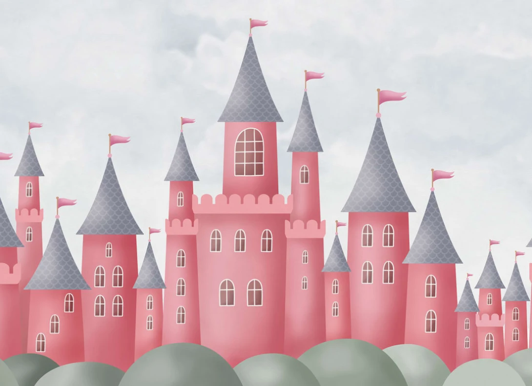 Rebel Walls R20487 Pops Castle Village Coral - mural dziecięcy w zamki